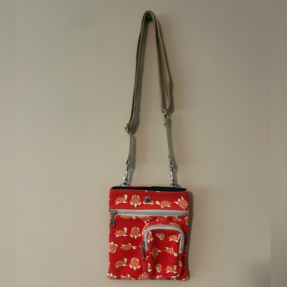 Red and Orange Turtle Crossbody Bag with Adjustable Strap